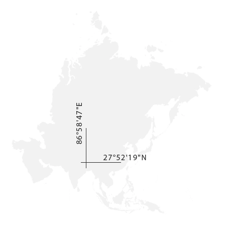 Mapa kontinentu s vyznačením souřadnic expedice