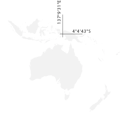 Mapa kontinentu s vyznačením souřadnic expedice