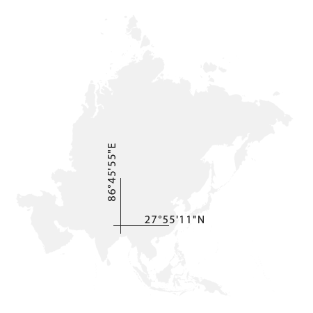 Mapa kontinentu s vyznačením souřadnic expedice