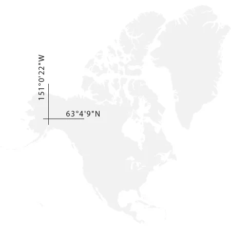 Mapa kontinentu s vyznačením souřadnic expedice