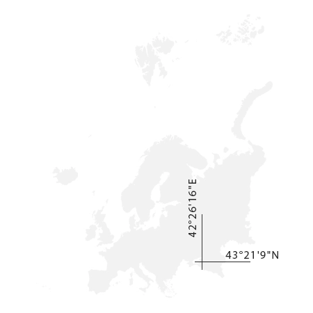 Mapa kontinentu s vyznačením souřadnic expedice