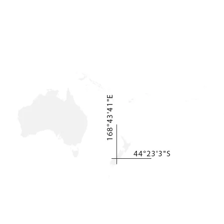 Mapa kontinentu s vyznačením souřadnic expedice