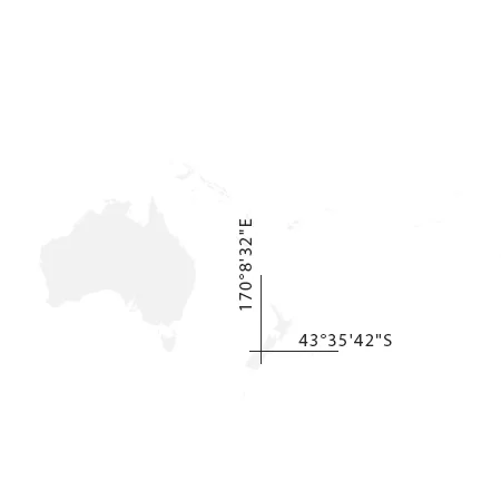 Mapa kontinentu s vyznačením souřadnic expedice