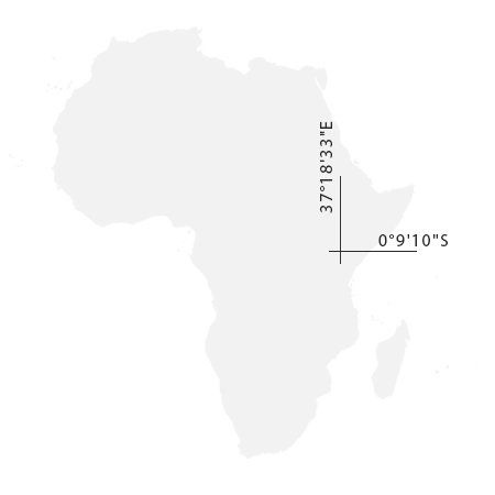 Mapa kontinentu s vyznačením souřadnic expedice