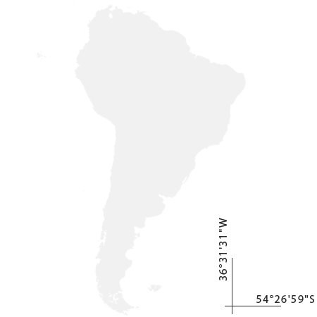 Mapa kontinentu s vyznačením souřadnic expedice